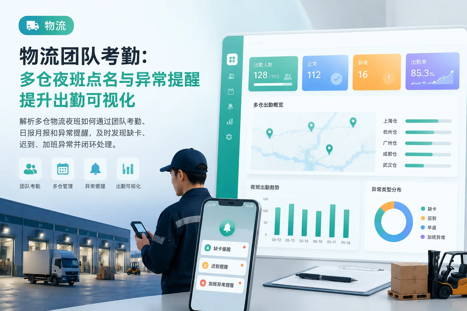 物流团队考勤：多仓夜班点名与异常提醒提升出勤可视化文章封面