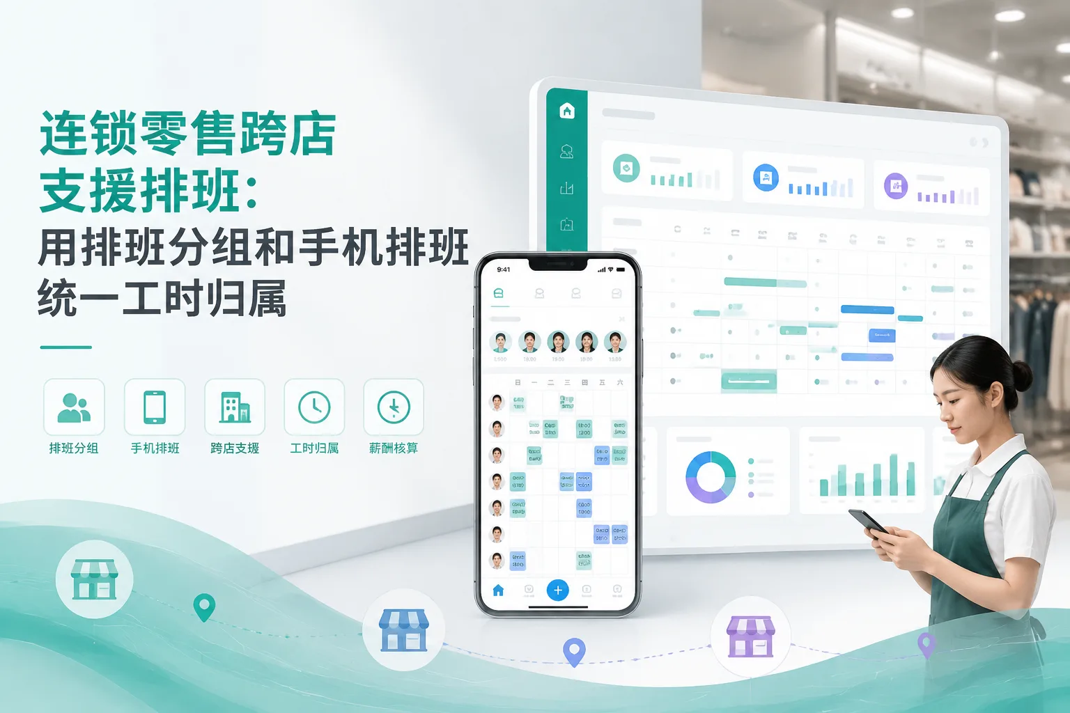 连锁零售跨店支援排班：用排班分组和手机排班统一工时归属文章封面