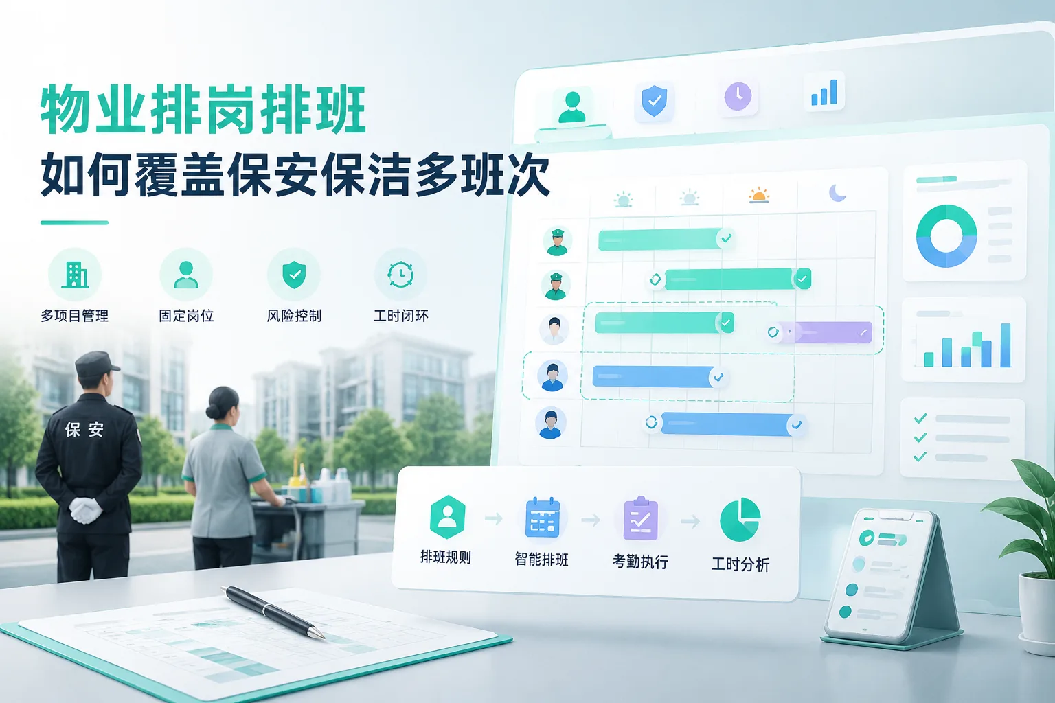 物业排岗排班如何覆盖保安保洁多班次文章封面