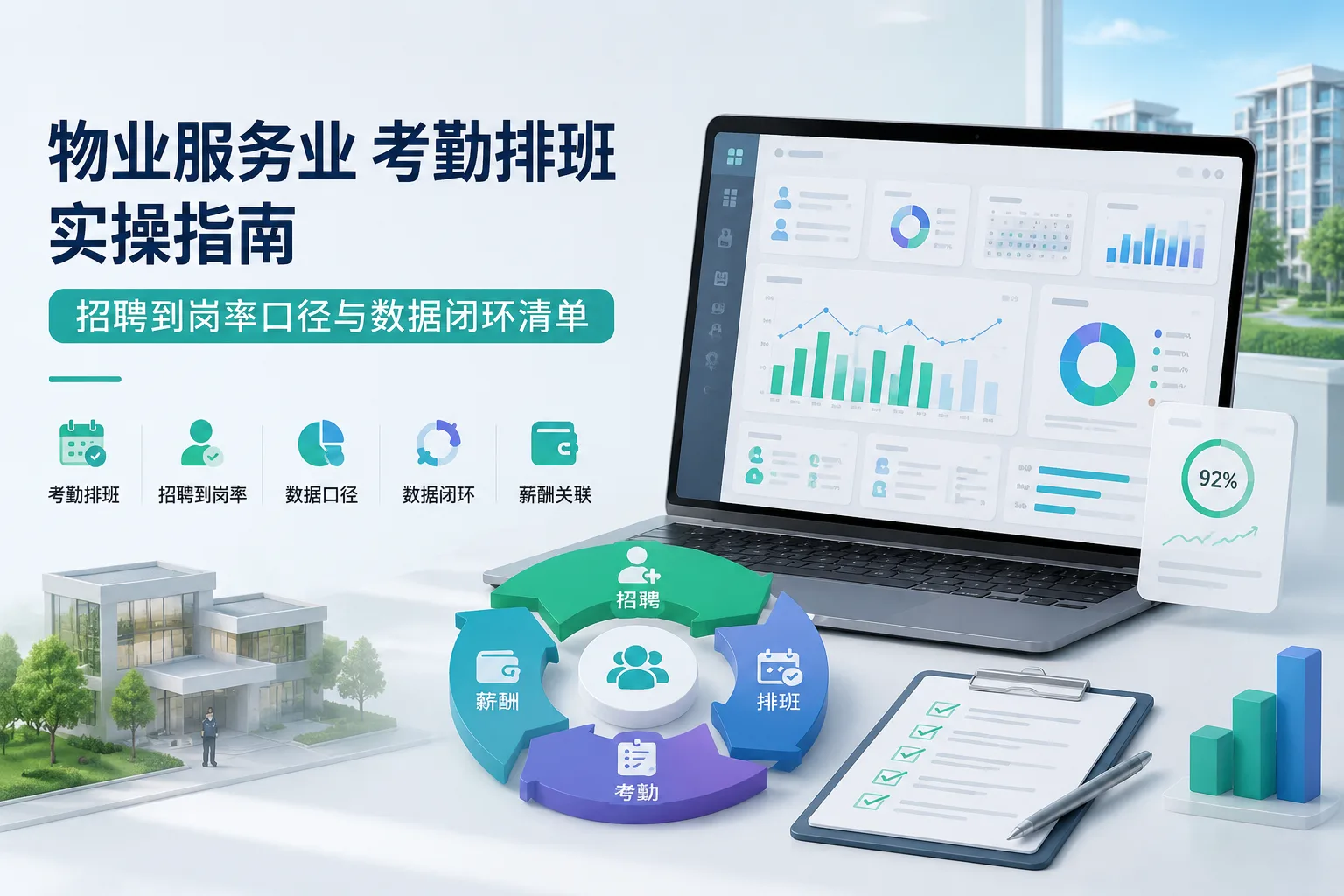 物业服务业考勤排班实操指南：招聘到岗率口径与数据闭环清单文章封面