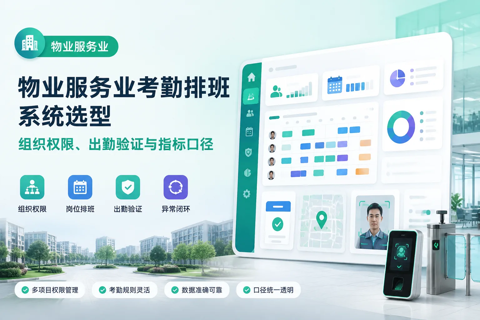物业服务业考勤排班系统选型：组织权限、出勤验证与指标口径文章封面