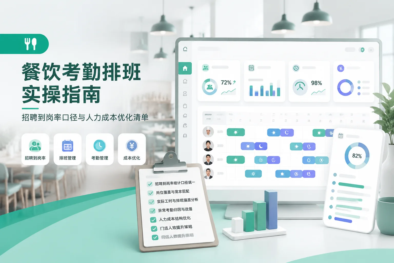餐饮考勤排班实操指南:招聘到岗率口径与人力成本优化清单文章封面