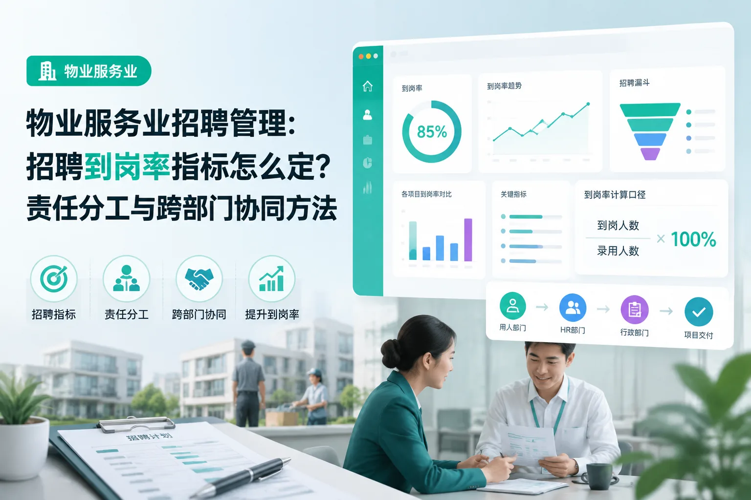 物业服务业招聘管理：招聘到岗率指标怎么定？责任分工与跨部门协同方法文章封面